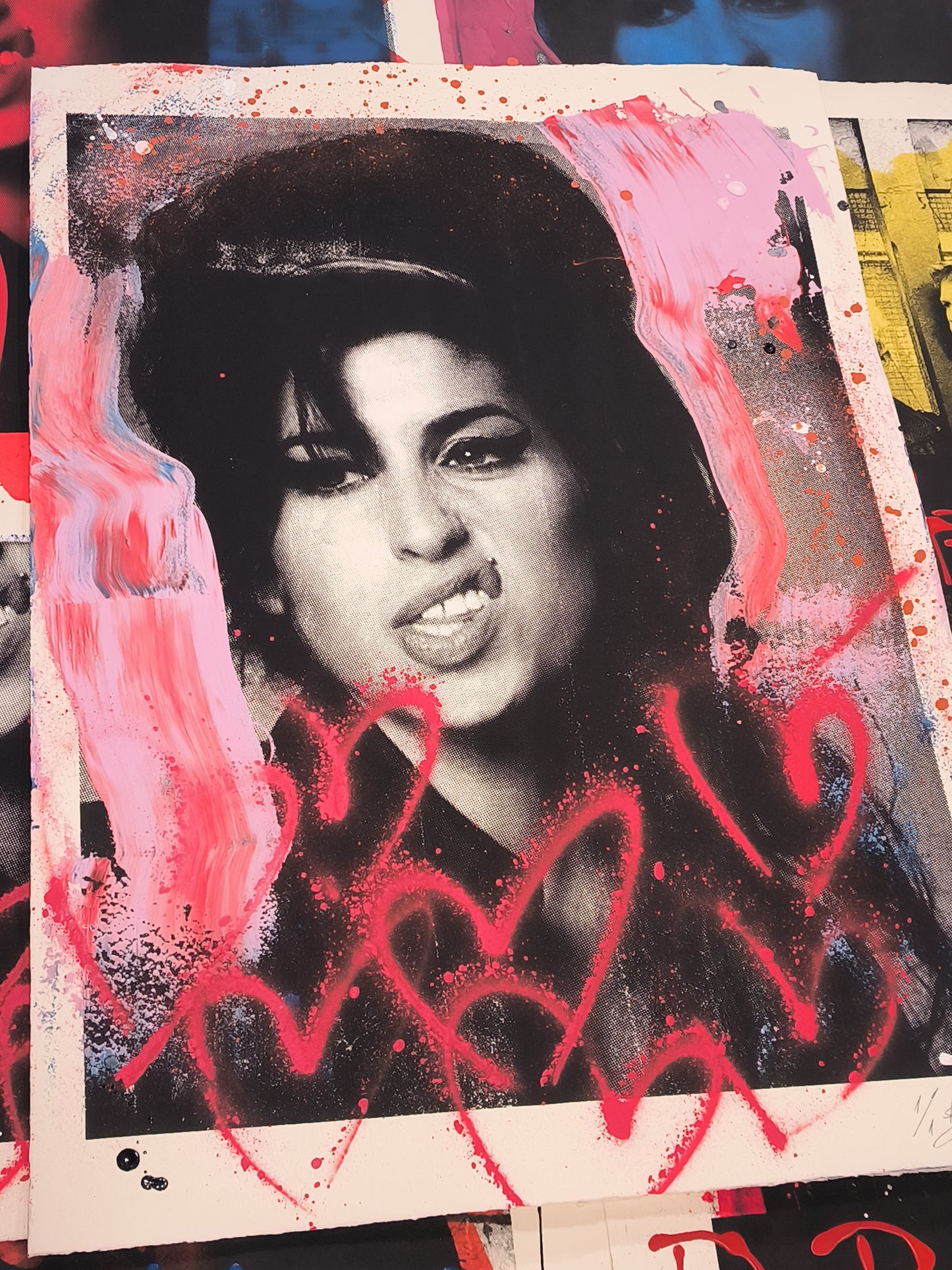 Amy Winehouse - Retrato Print (Original painting on paper) Arte Urbano Contemporaneo Barcelona