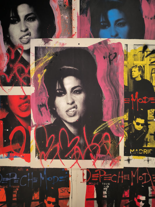 Amy Winehouse - Retrato Print (Original painting on paper) Arte Urbano Contemporaneo Barcelona