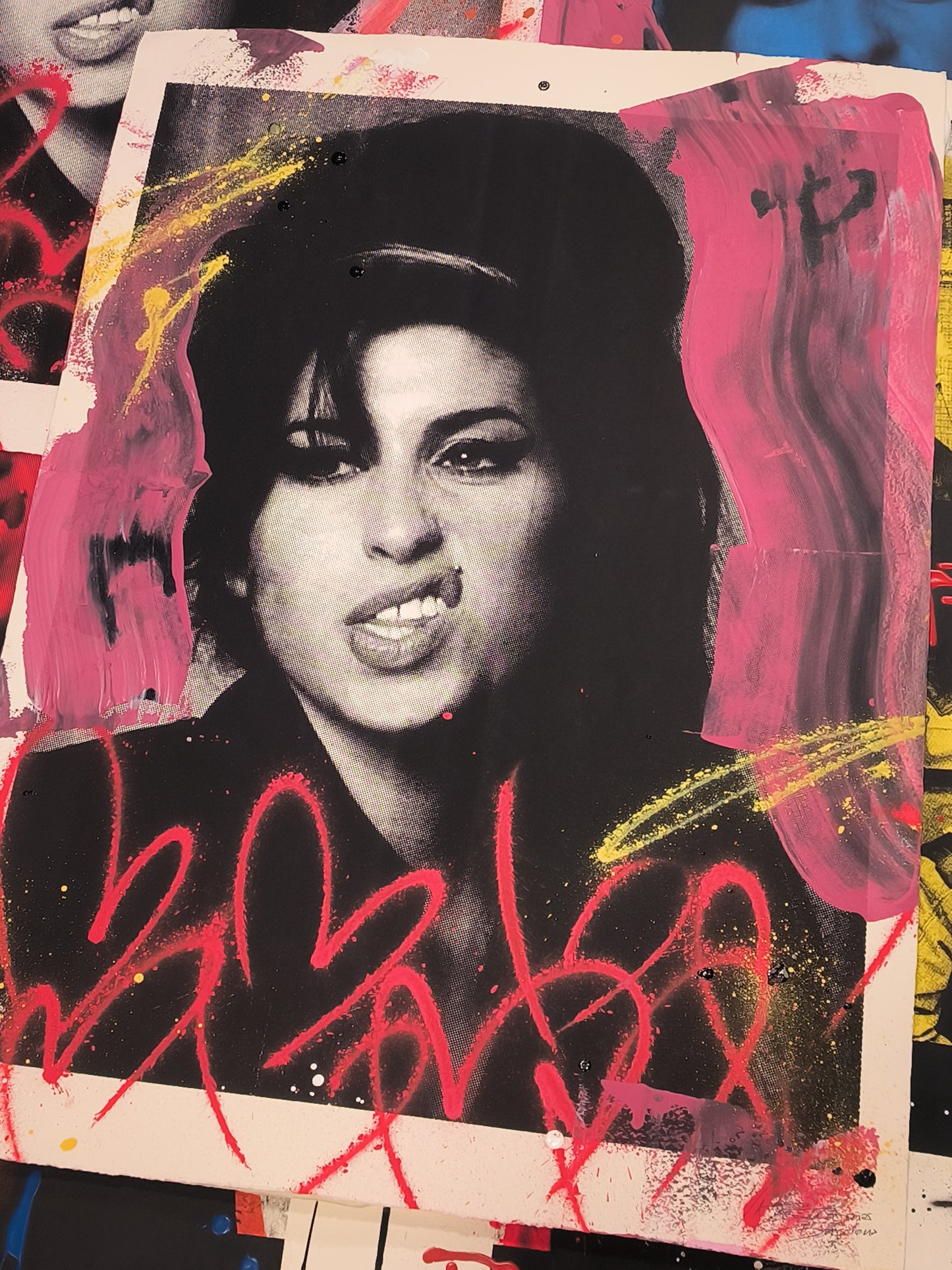 Amy Winehouse - Retrato Print (Original painting on paper) Arte Urbano Contemporaneo Barcelona