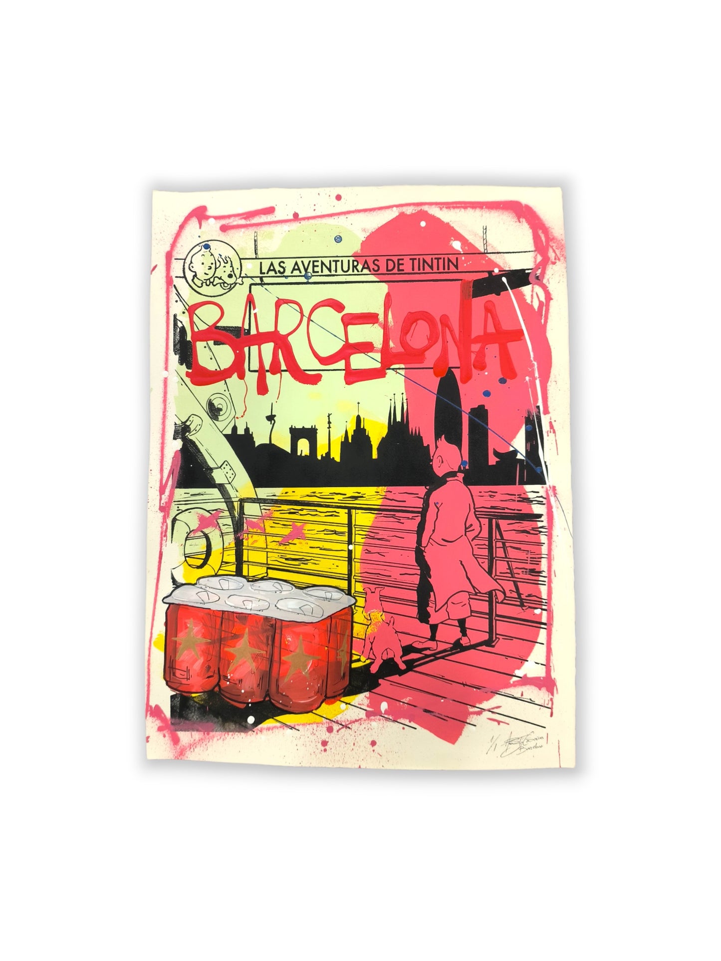 Tintin - Retrato print (Original painting on paper) contemporary art Barcelona