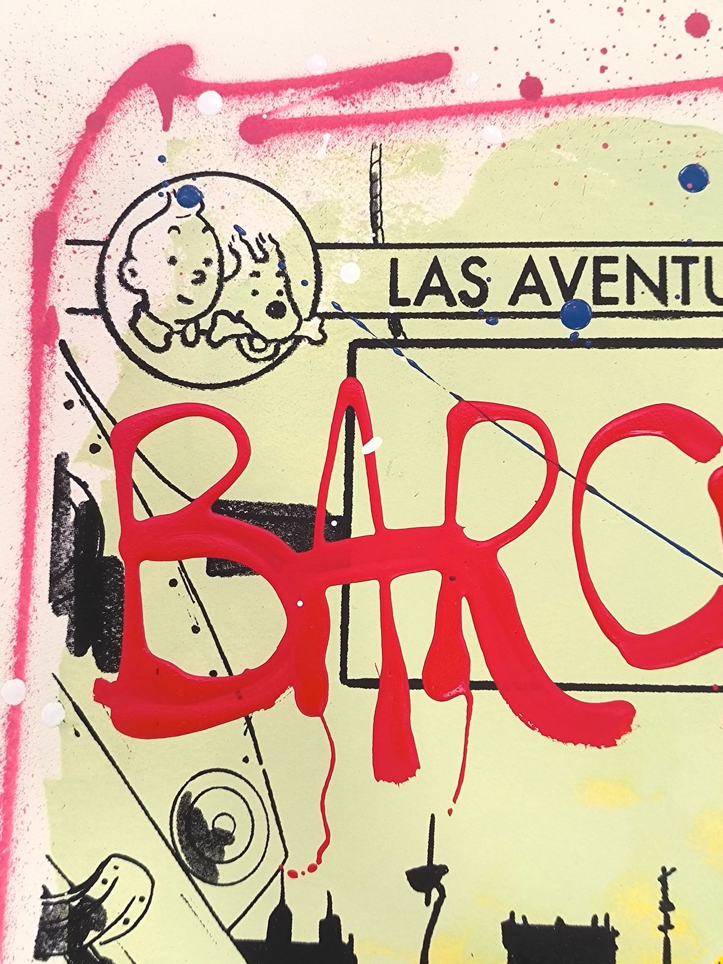 Tintin - Retrato print (Original painting on paper) contemporary art Barcelona