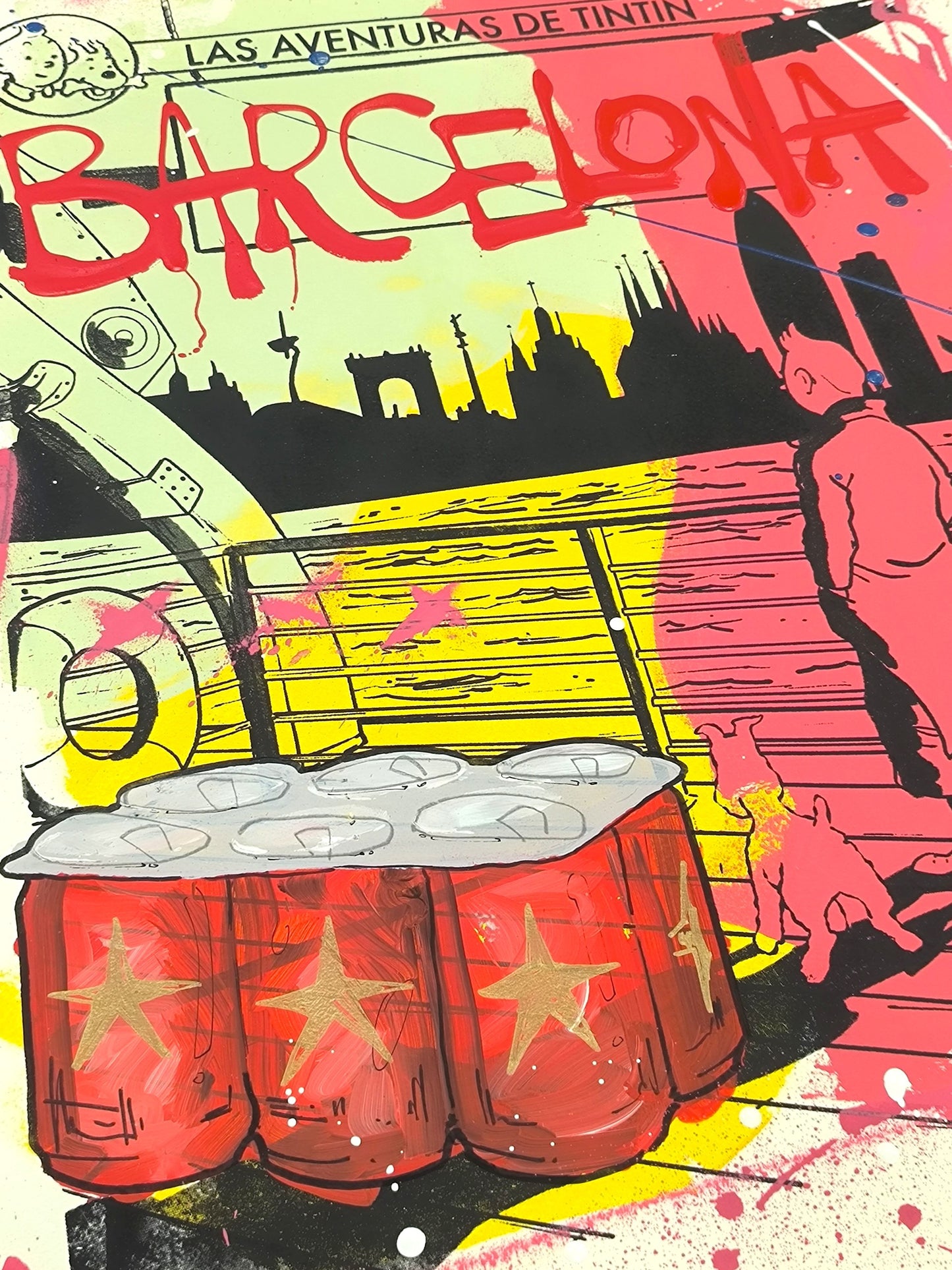 Tintin - Retrato print (Original painting on paper) contemporary art Barcelona