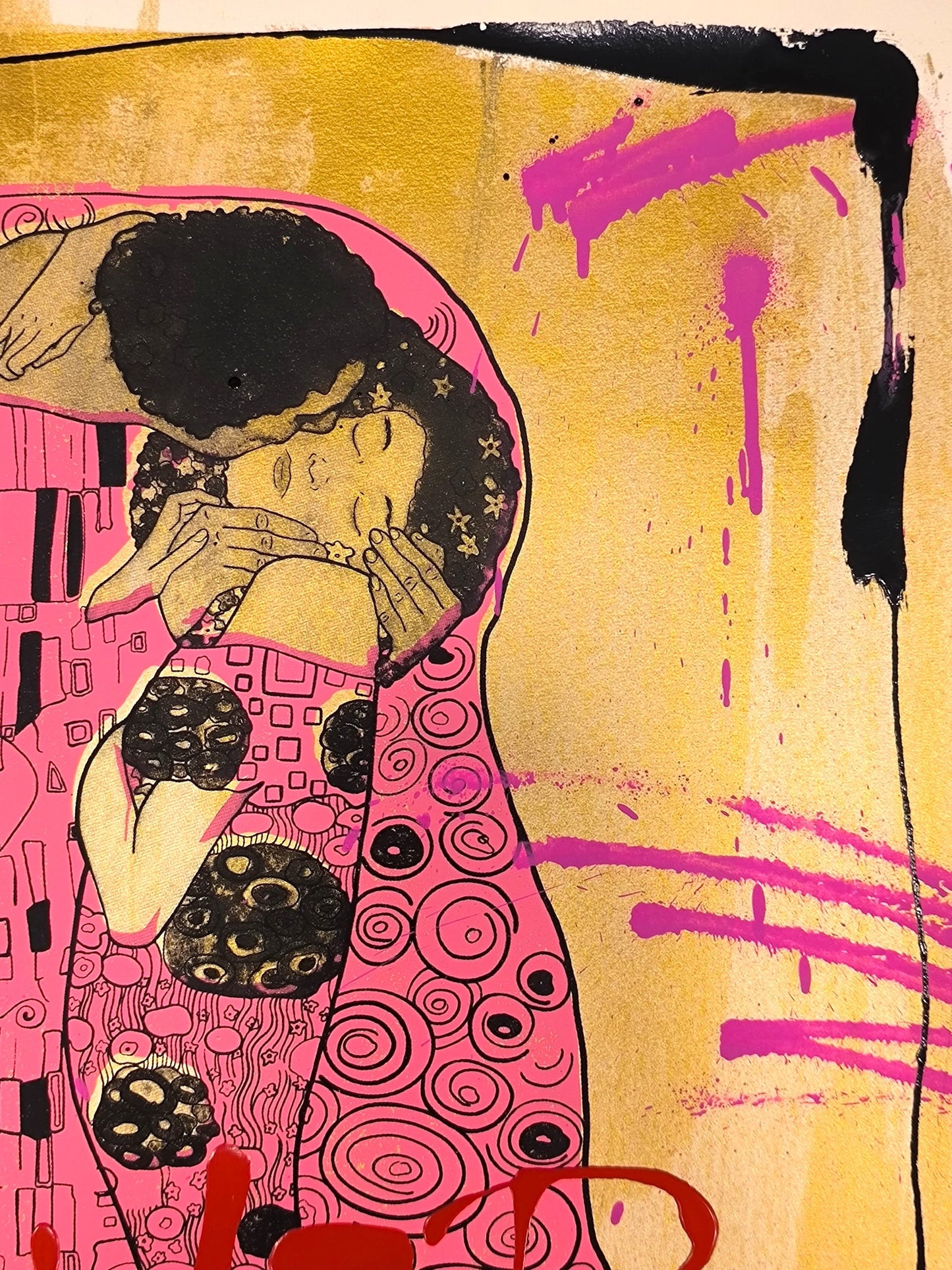 El Beso de Klimt - Retrato print (original painting on paper) Arte Urbano Barcelona