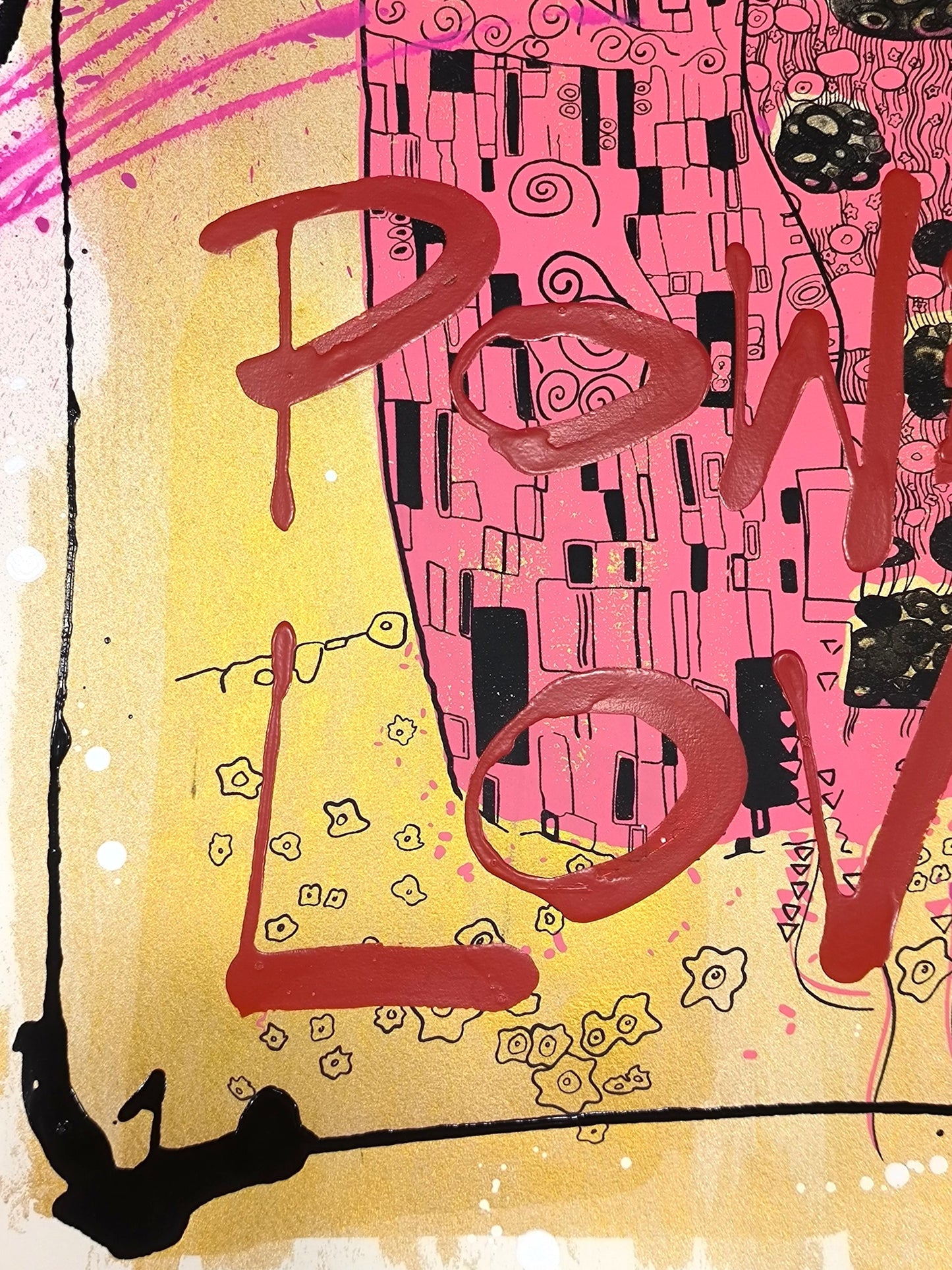 El Beso de Klimt - Retrato print (original painting on paper) Arte Urbano Barcelona