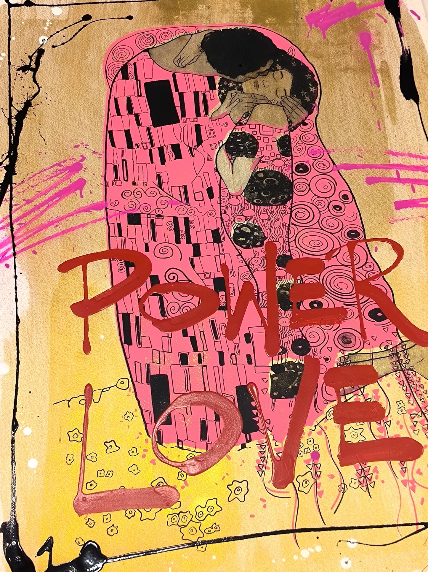 El Beso de Klimt - Retrato print (original painting on paper) Arte Urbano Barcelona