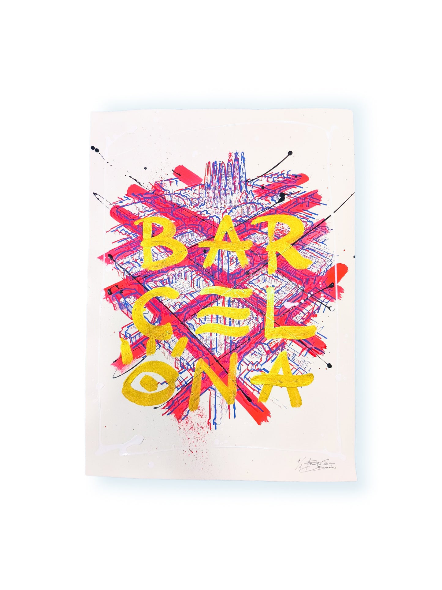 L'Eixample: Un viaje por la Barcelona de Gaudí - Retrato print (original painting on paper) Arte Urbano Barcelona