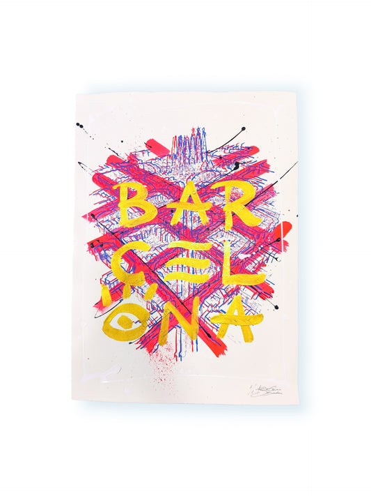 L'Eixample: Un viaje por la Barcelona de Gaudí - Retrato print (original painting on paper) Arte Urbano Barcelona