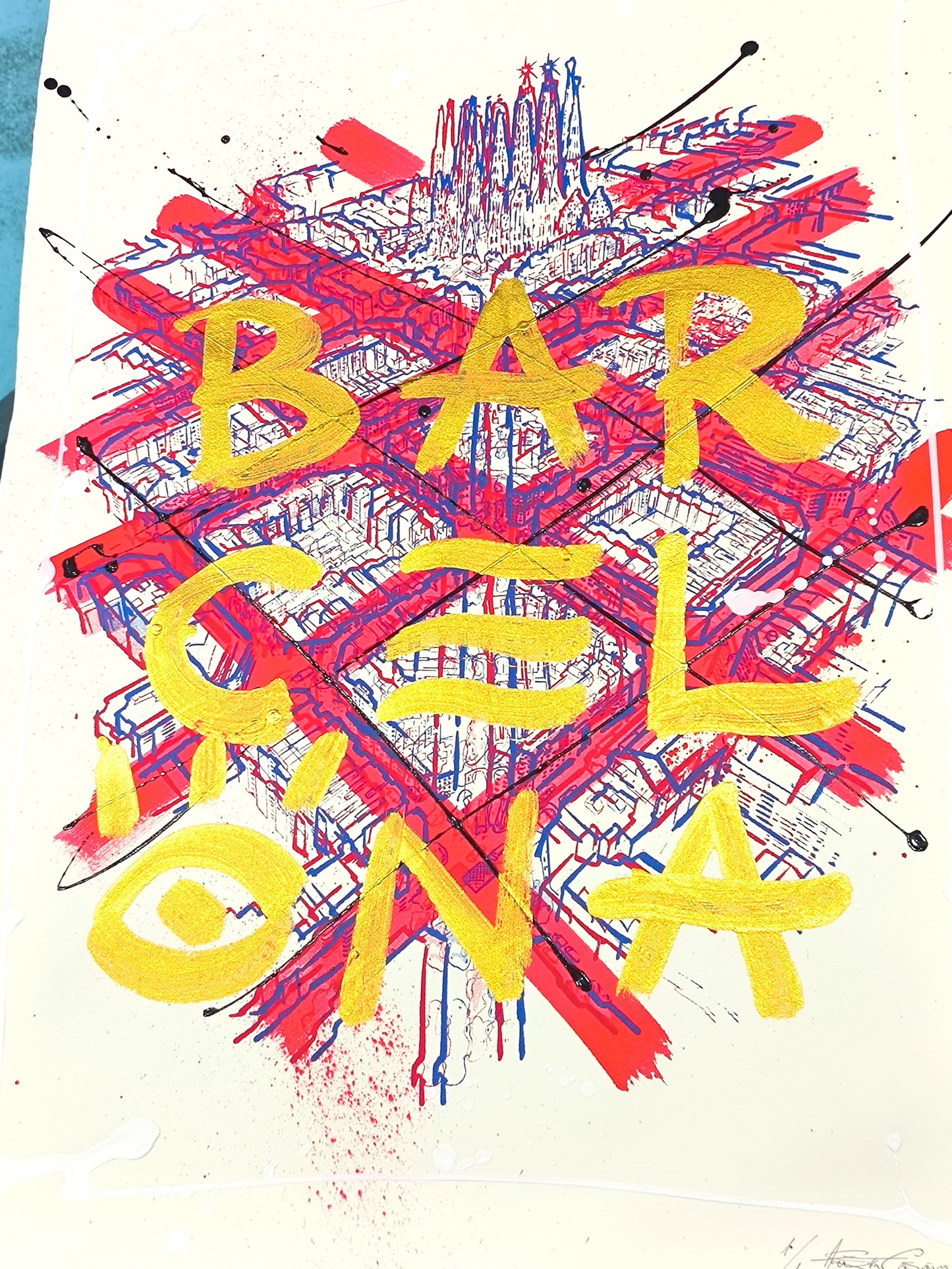 L'Eixample: Un viaje por la Barcelona de Gaudí - Retrato print (original painting on paper) Arte Urbano Barcelona