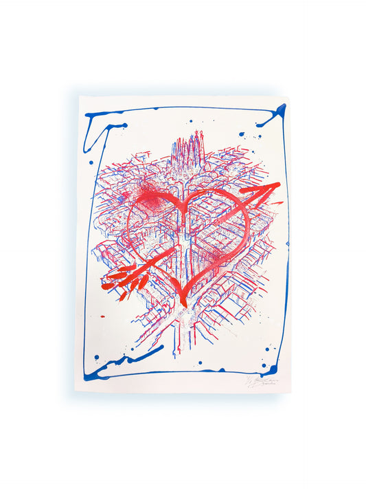 L'Eixample: Un viaje por la Barcelona de Gaudí - Retrato print (original painting on paper) Arte Urbano Barcelona