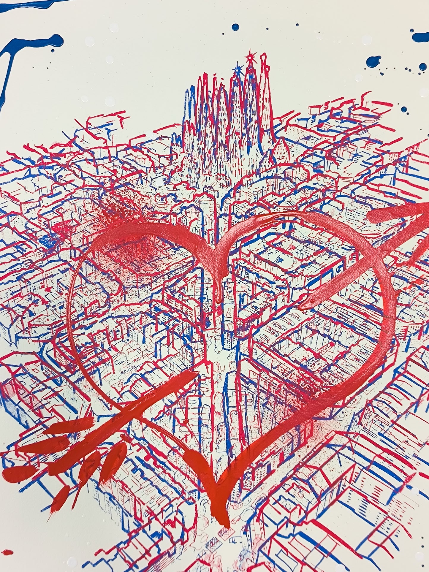 L'Eixample: Un viaje por la Barcelona de Gaudí - Retrato print (original painting on paper) Arte Urbano Barcelona