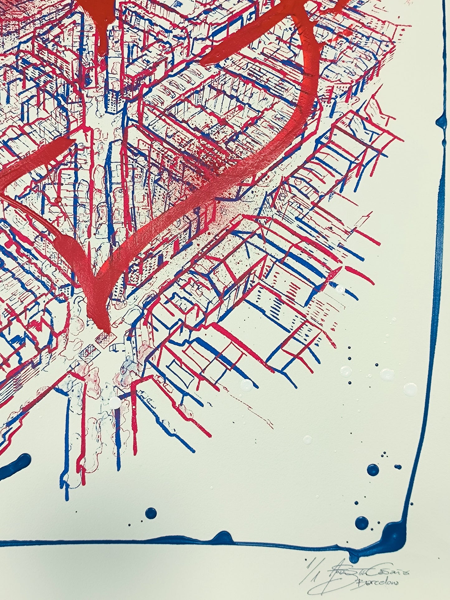 L'Eixample: Un viaje por la Barcelona de Gaudí - Retrato print (original painting on paper) Arte Urbano Barcelona