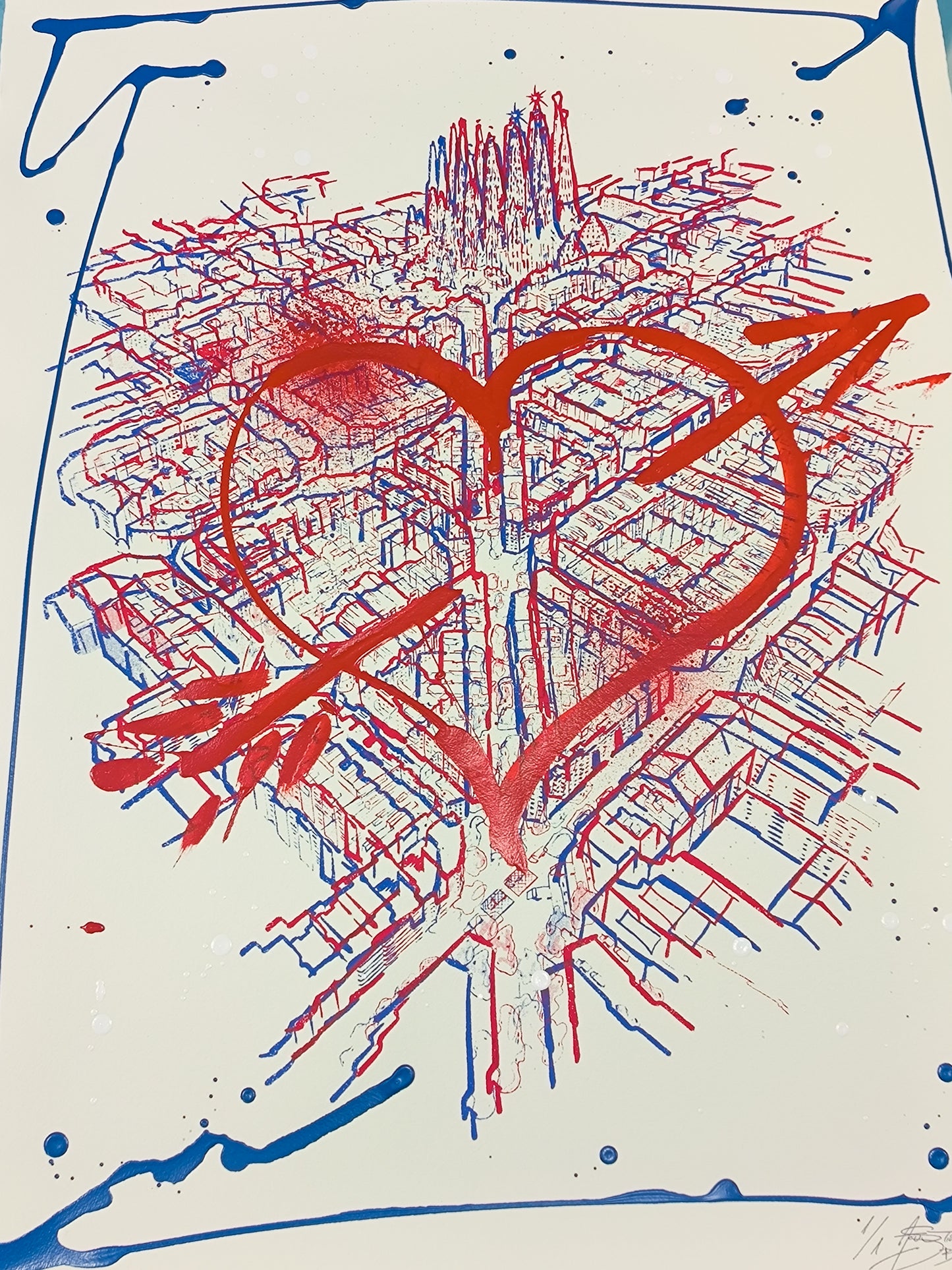 L'Eixample: Un viaje por la Barcelona de Gaudí - Retrato print (original painting on paper) Arte Urbano Barcelona