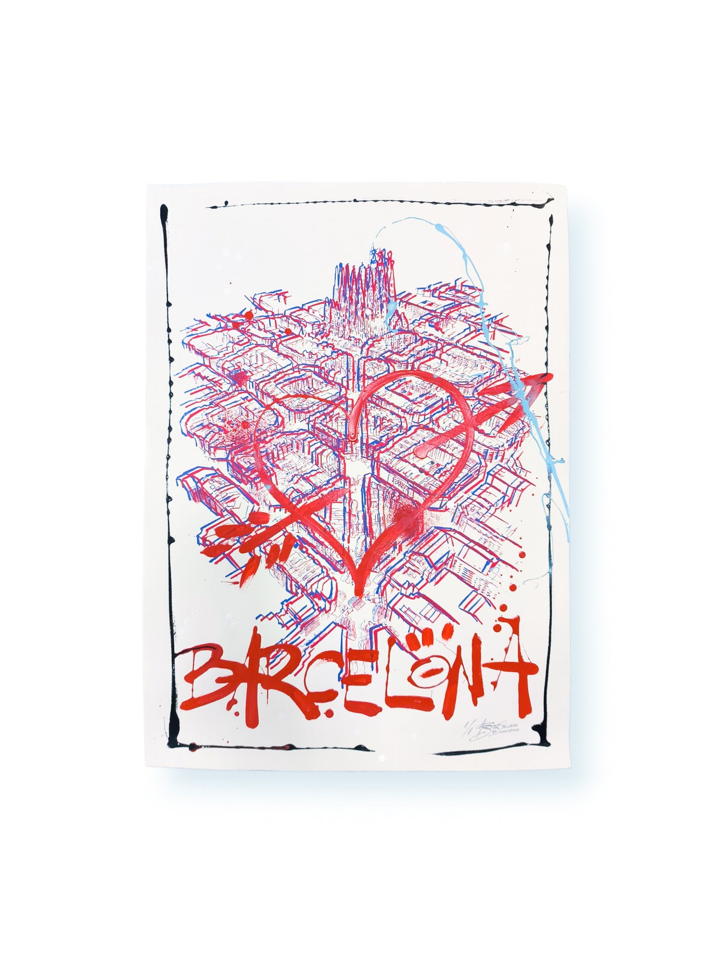 L'Eixample: Un viaje por la Barcelona de Gaudí - Retrato print (original painting on paper) Arte Urbano Barcelona