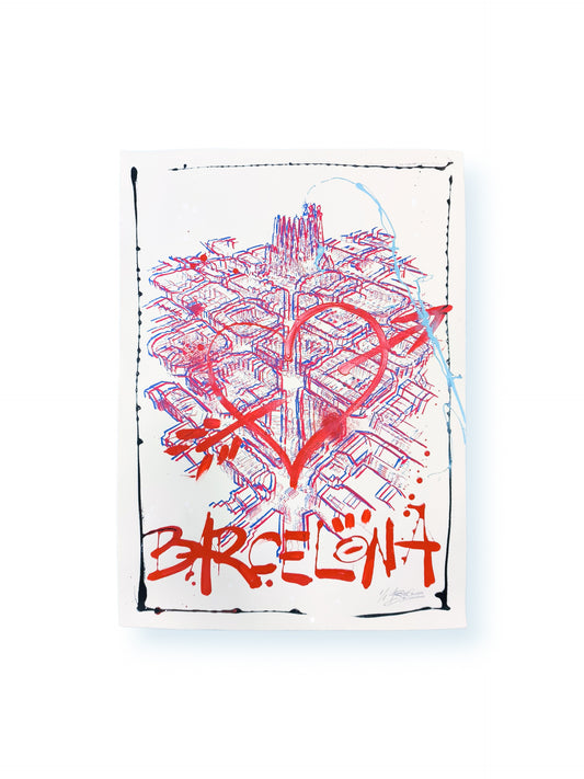 L'Eixample: Un viaje por la Barcelona de Gaudí - Retrato print (original painting on paper) Arte Urbano Barcelona