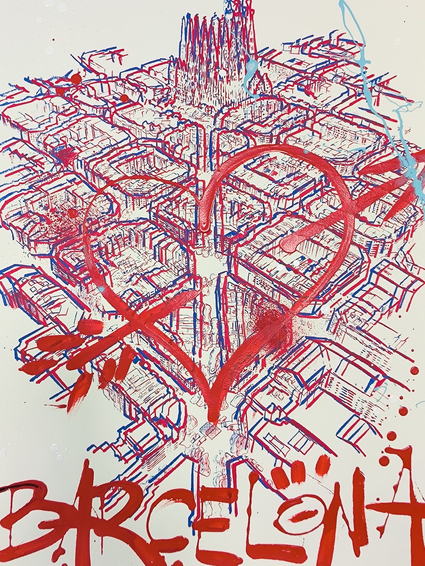 L'Eixample: Un viaje por la Barcelona de Gaudí - Retrato print (original painting on paper) Arte Urbano Barcelona