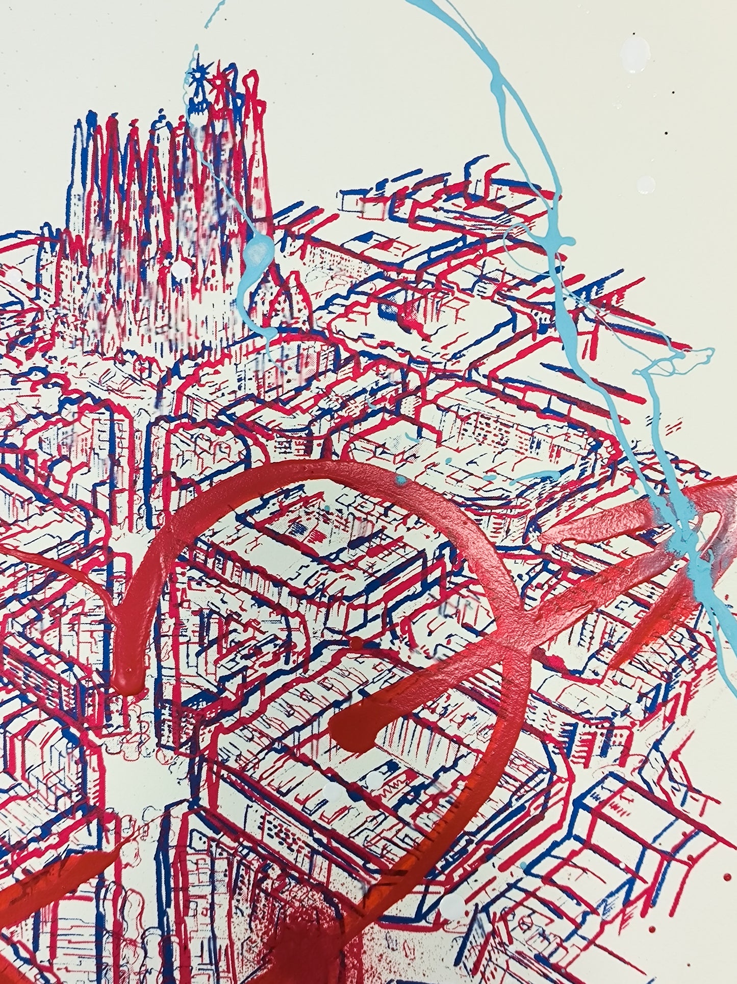 L'Eixample: Un viaje por la Barcelona de Gaudí - Retrato print (original painting on paper) Arte Urbano Barcelona