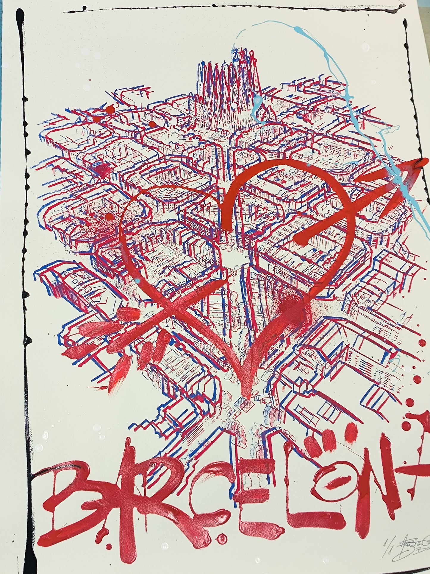 L'Eixample: Un viaje por la Barcelona de Gaudí - Retrato print (original painting on paper) Arte Urbano Barcelona