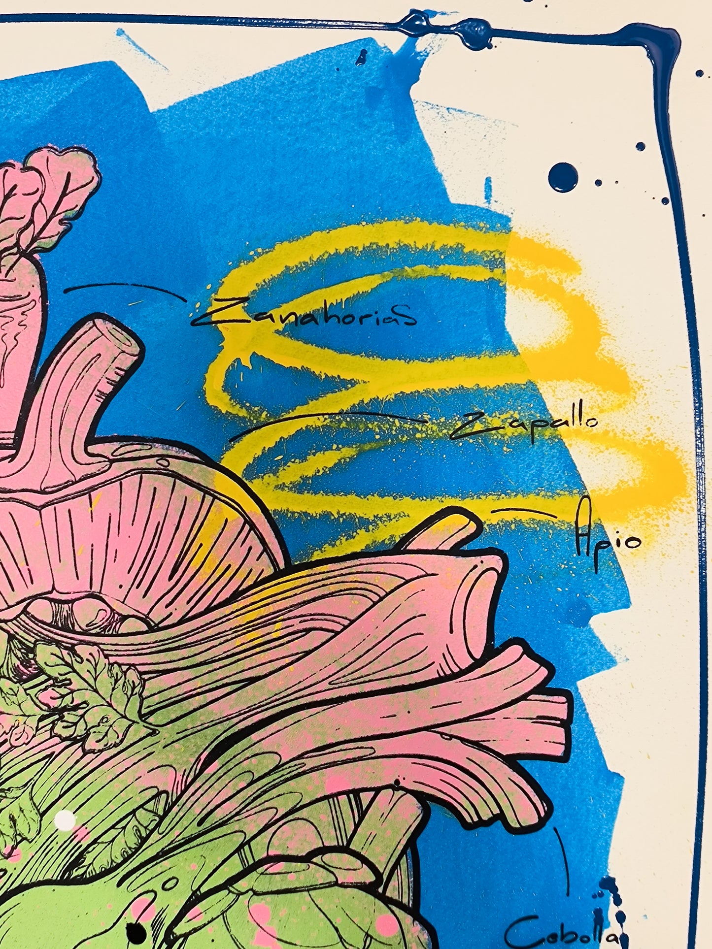 Corazon Vegetal - Retrato print (original painting on paper) Arte Urbano Contemporaneo Barcelona