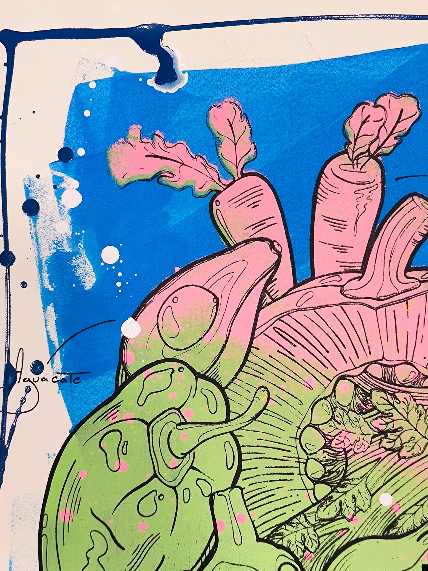 Corazon Vegetal - Retrato print (original painting on paper) Arte Urbano Contemporaneo Barcelona