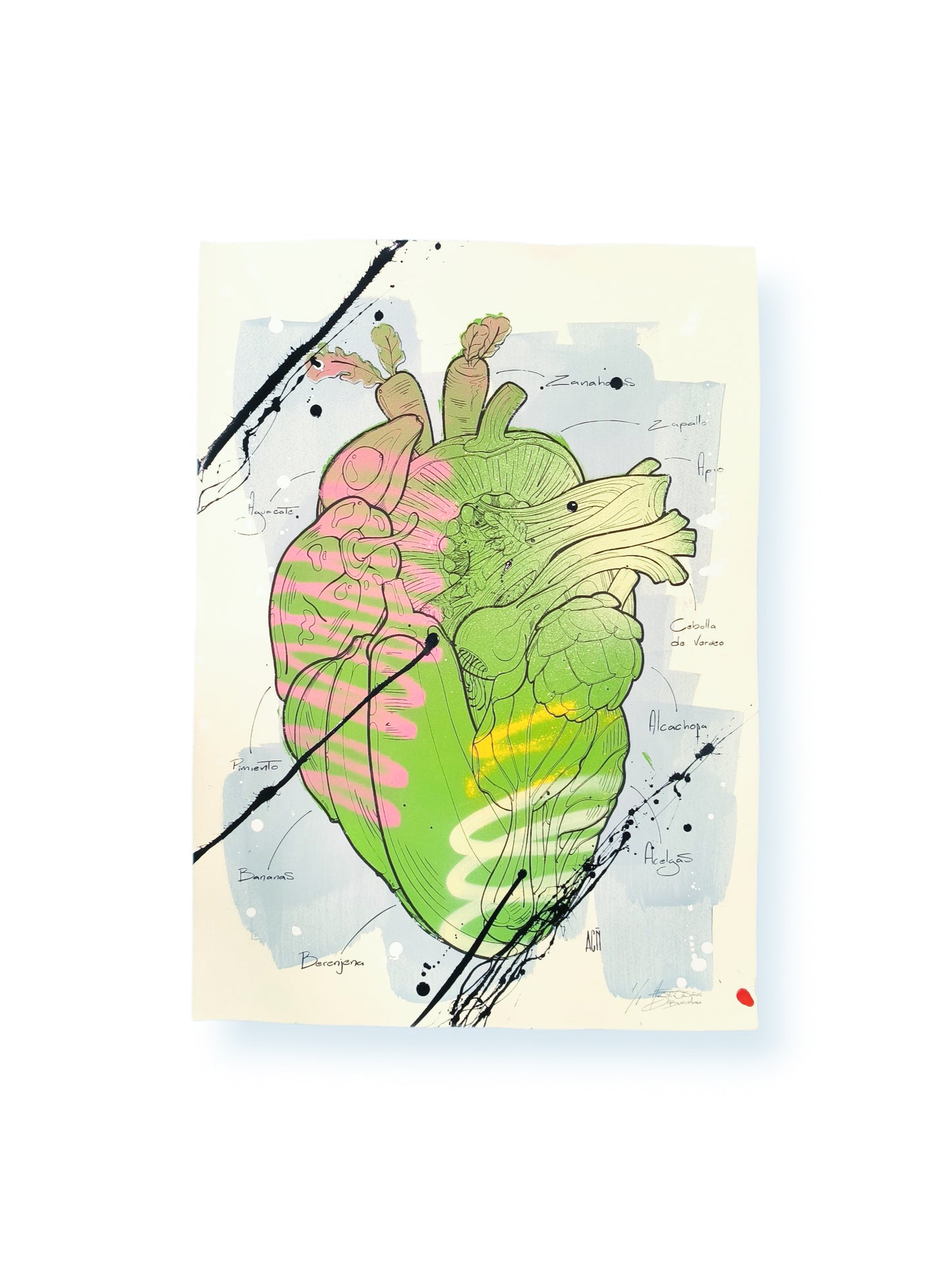 Corazon Vegetal - Retrato print (original painting on paper) Arte Urbano Contemporaneo Barcelona