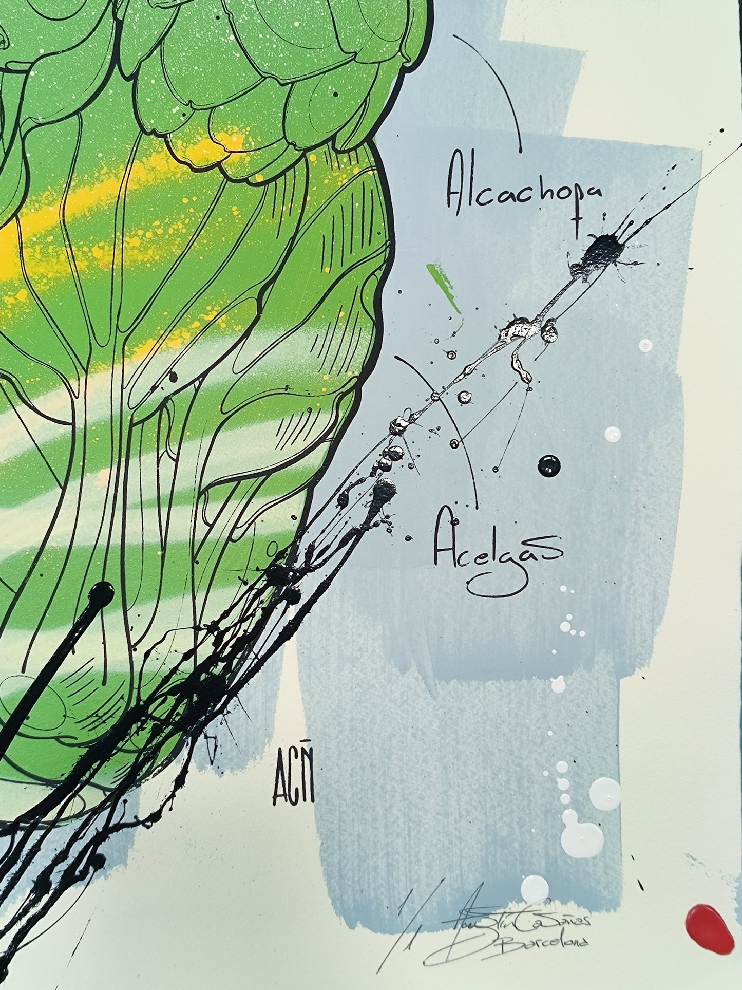 Corazon Vegetal - Retrato print (original painting on paper) Arte Urbano Contemporaneo Barcelona