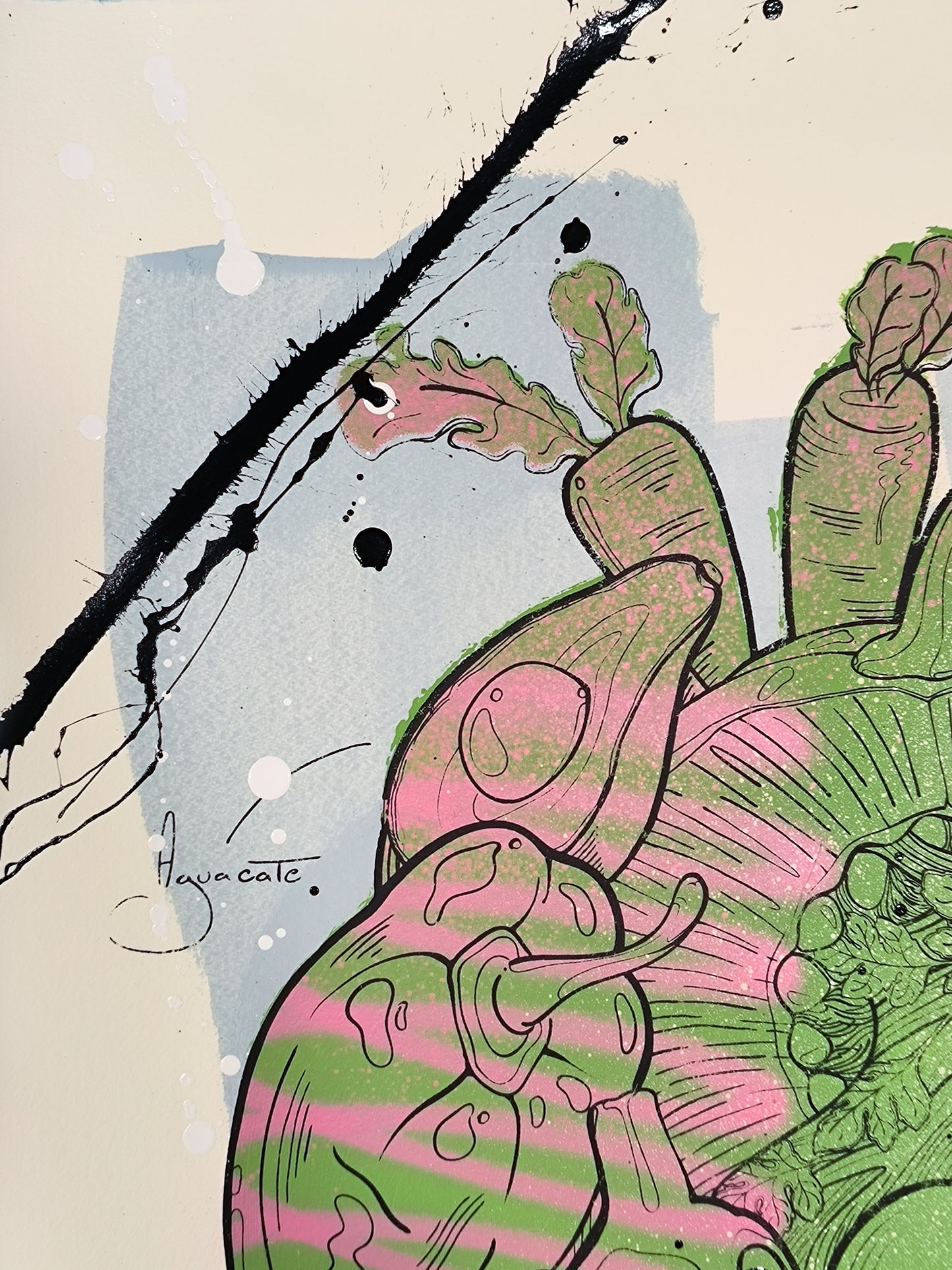 Corazon Vegetal - Retrato print (original painting on paper) Arte Urbano Contemporaneo Barcelona