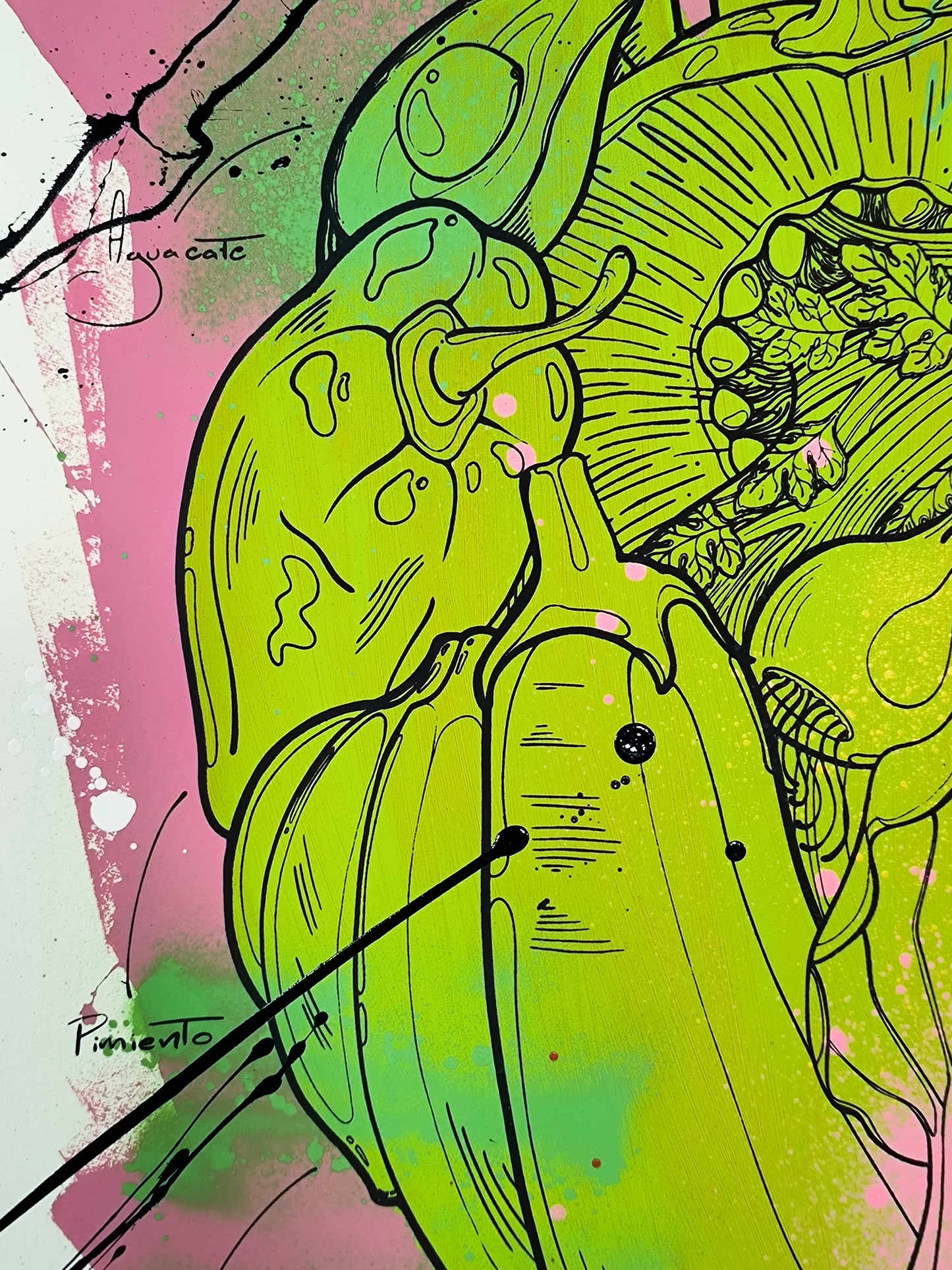 Corazon Vegetal - Retrato print (original painting on paper) Arte Urbano Contemporaneo Barcelona