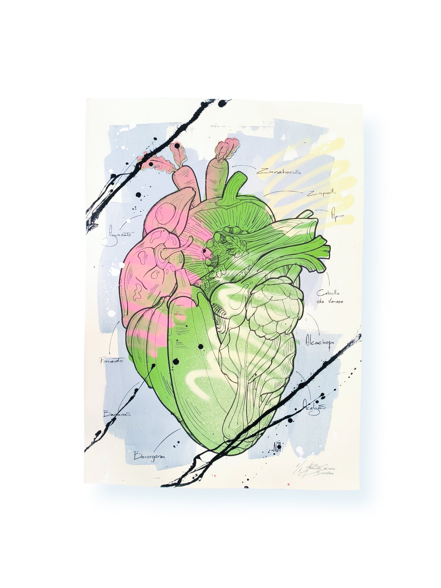 Corazon Vegetal - Retrato print (original painting on paper) Arte Urbano Contemporaneo Barcelona