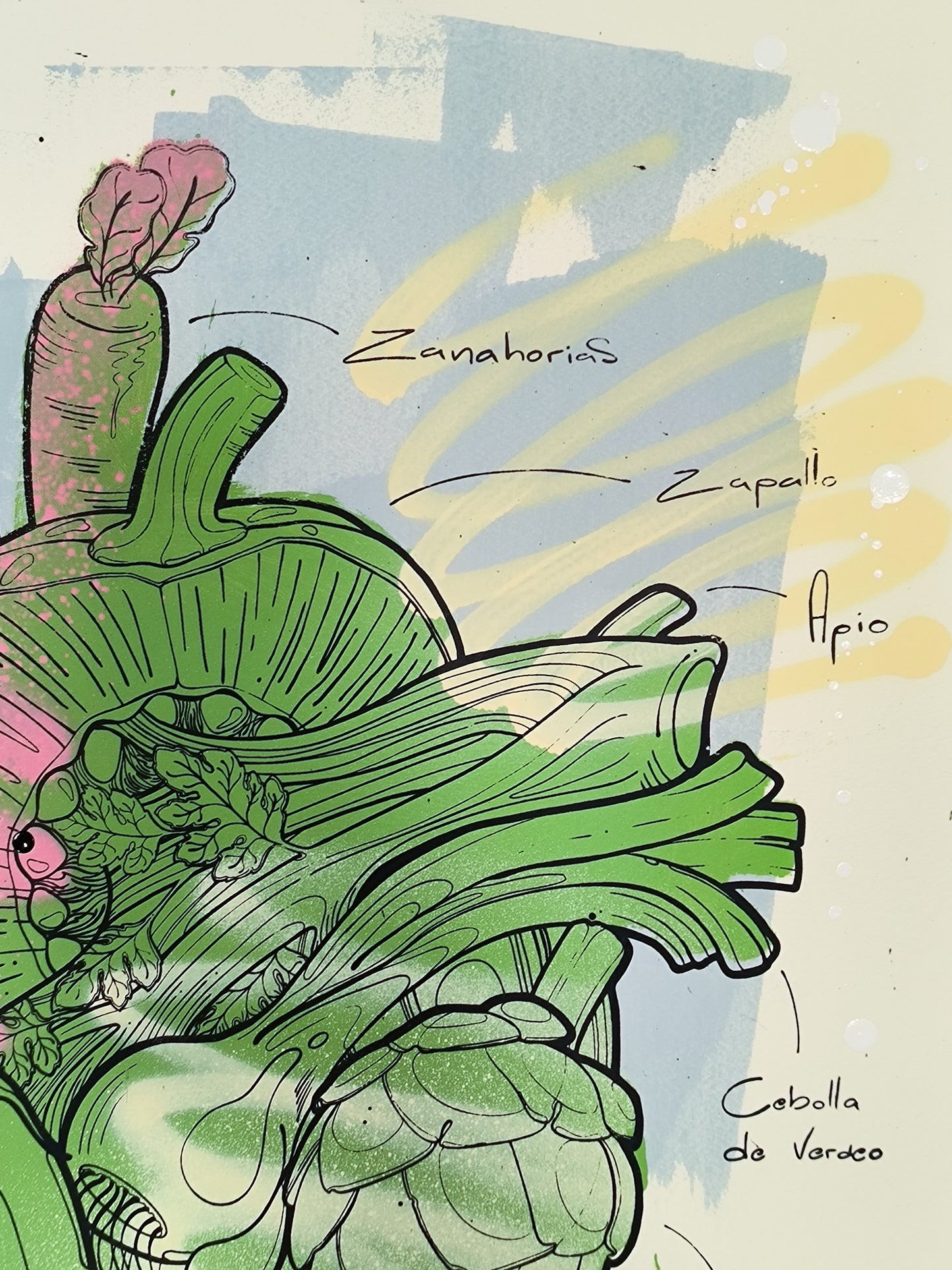 Corazon Vegetal - Retrato print (original painting on paper) Arte Urbano Contemporaneo Barcelona