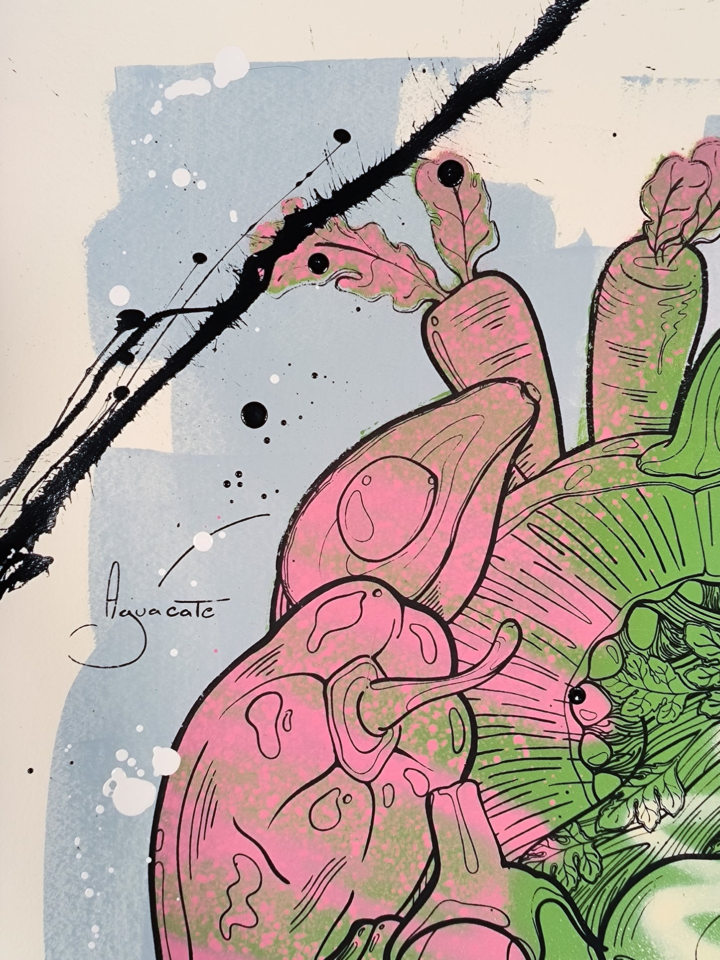 Corazon Vegetal - Retrato print (original painting on paper) Arte Urbano Contemporaneo Barcelona