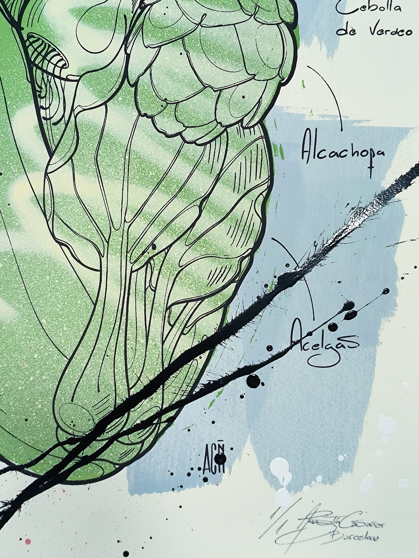 Corazon Vegetal - Retrato print (original painting on paper) Arte Urbano Contemporaneo Barcelona