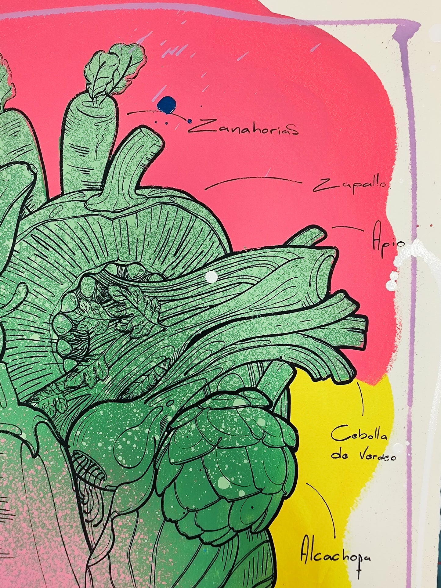 Corazon Vegetal - Retrato print (original painting on paper) Arte Urbano Contemporaneo Barcelona