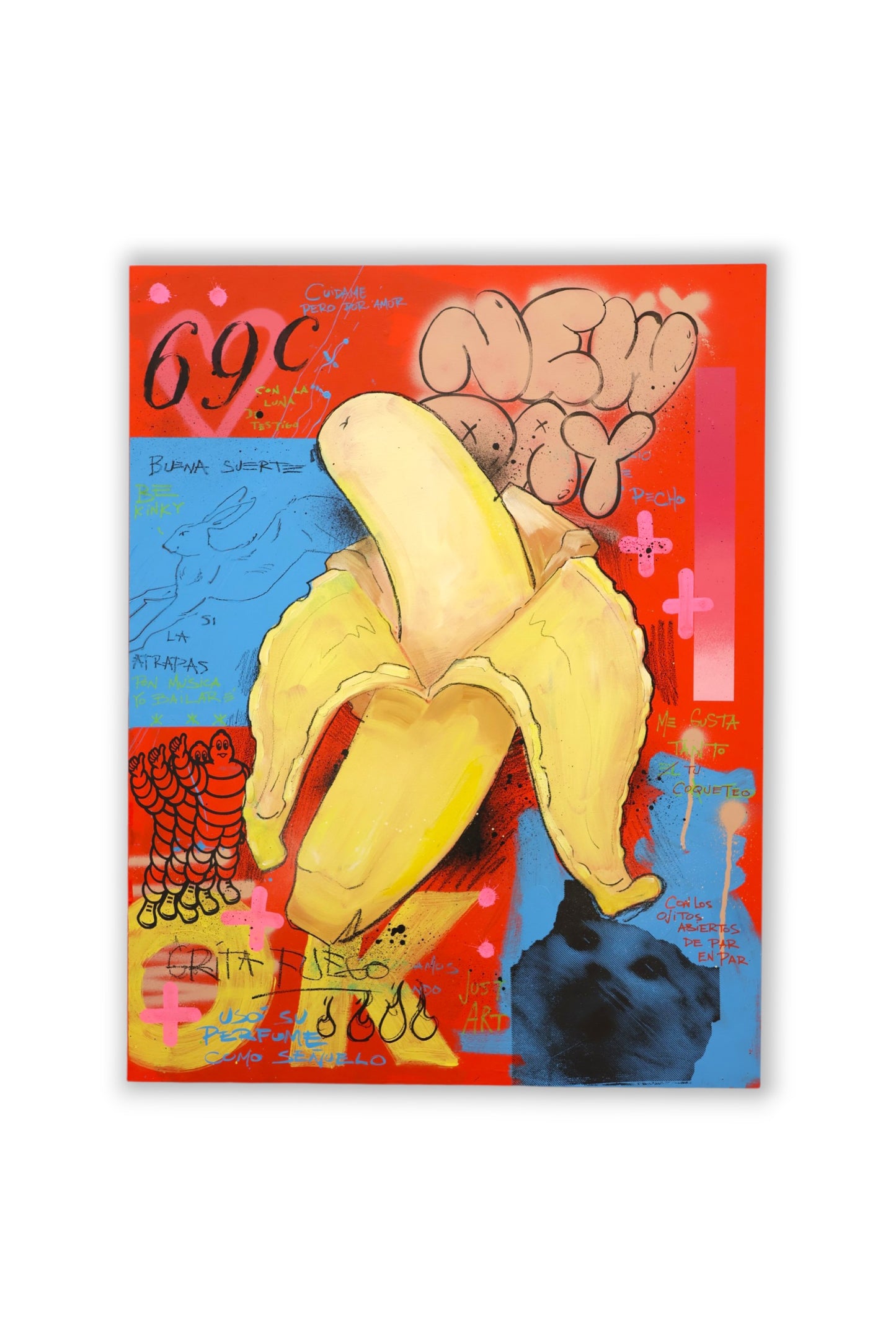 Esto no es una Banana - Original painting on wood - Arte urbano Barcelona