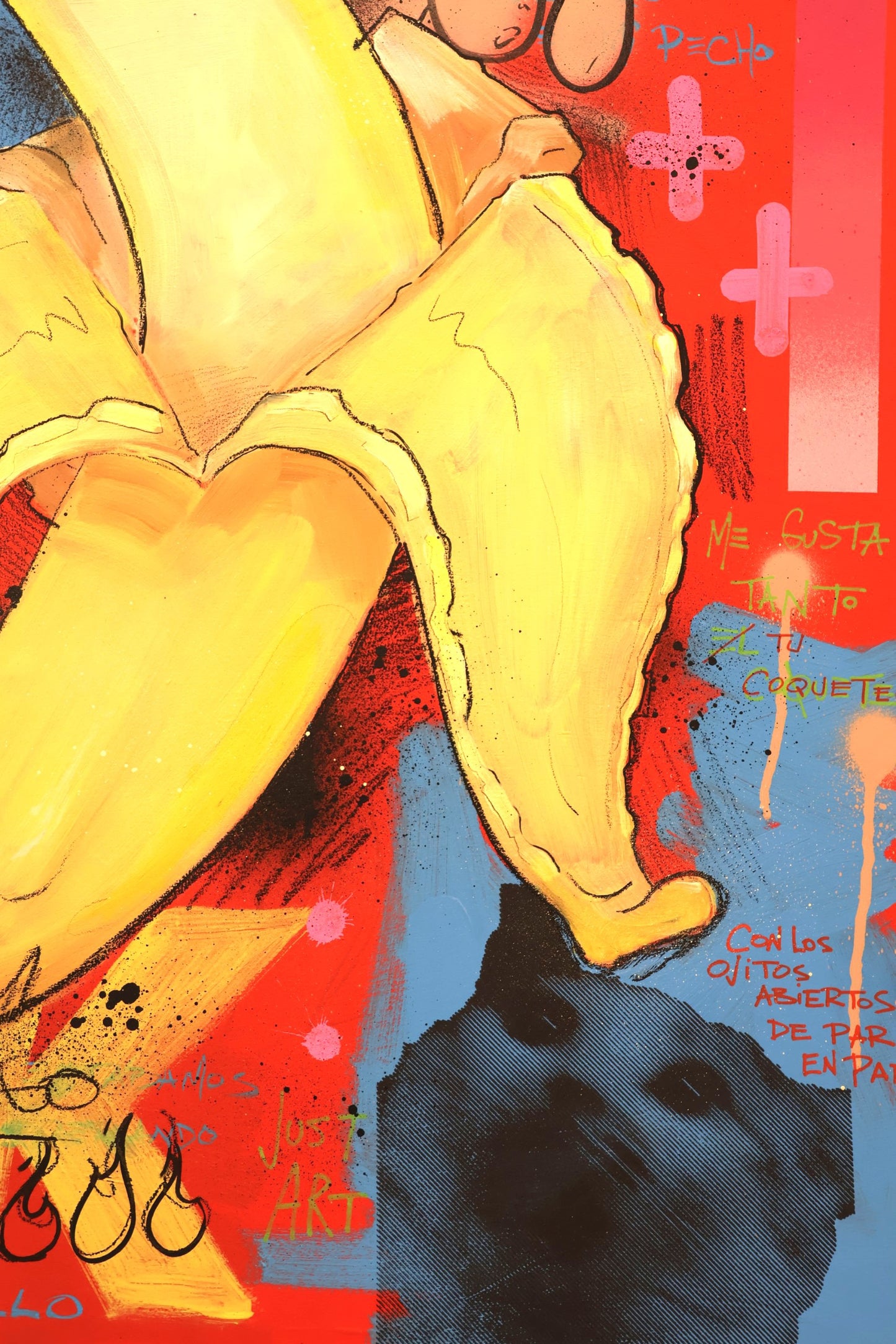 Esto no es una Banana - Original painting on wood - Arte urbano Barcelona