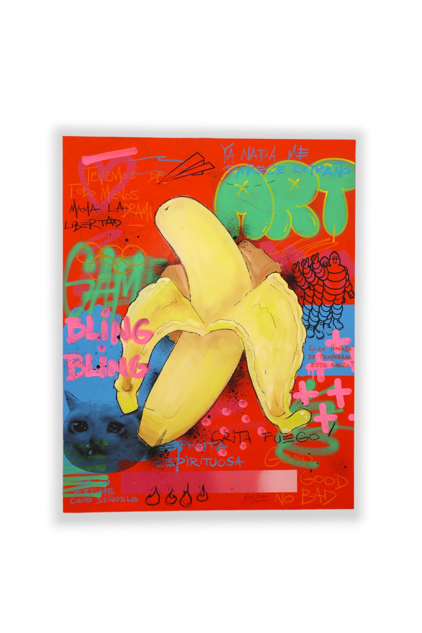 Esto no es una Banana - Original painting on wood - Arte urbano Barcelona