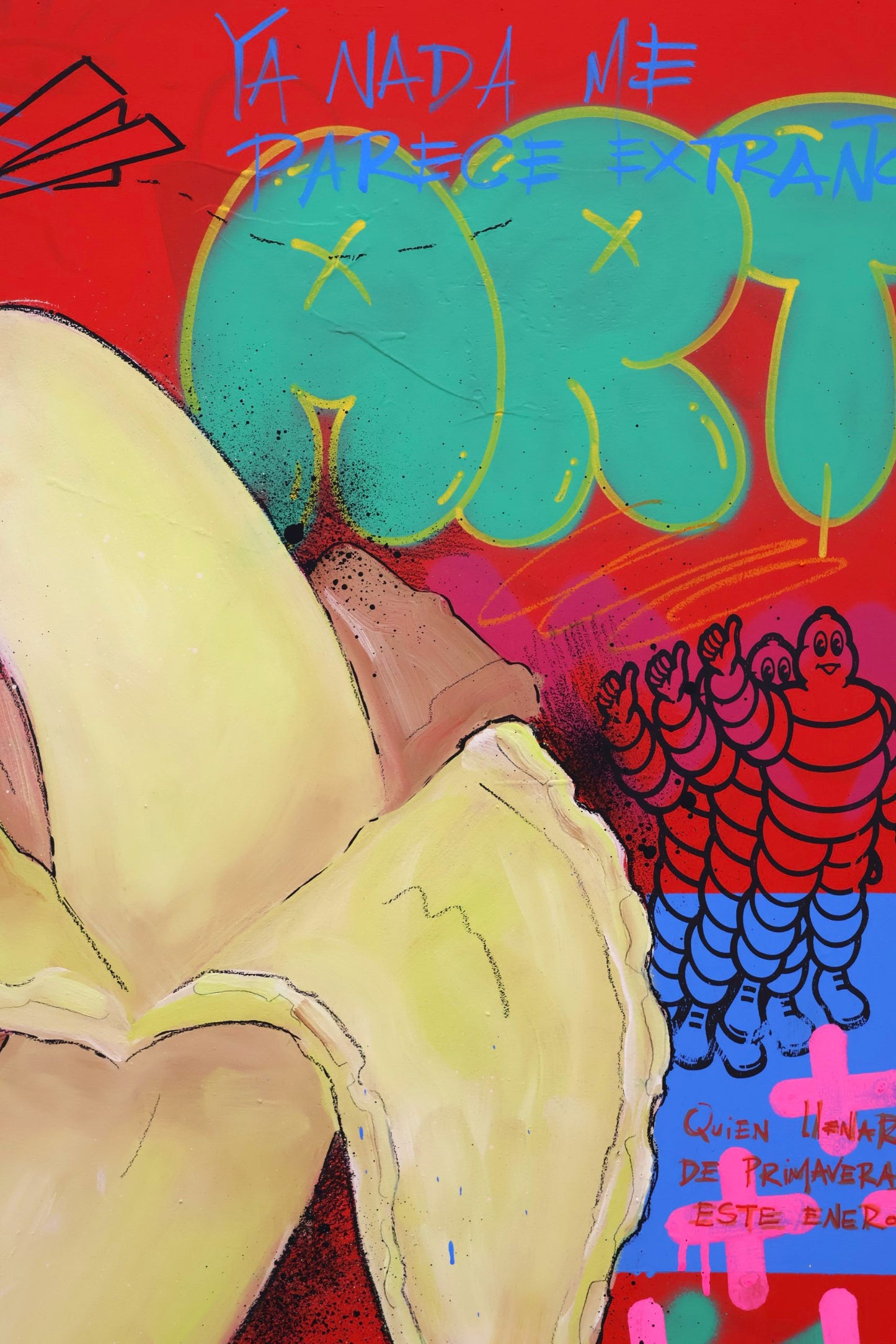 Esto no es una Banana - Original painting on wood - Arte urbano Barcelona