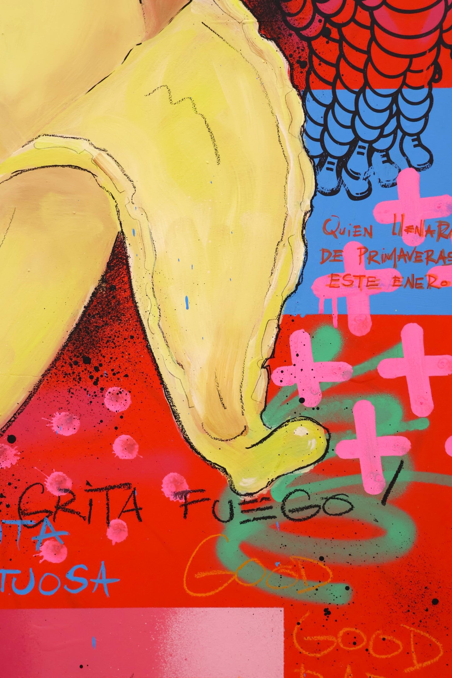 Esto no es una Banana - Original painting on wood - Arte urbano Barcelona