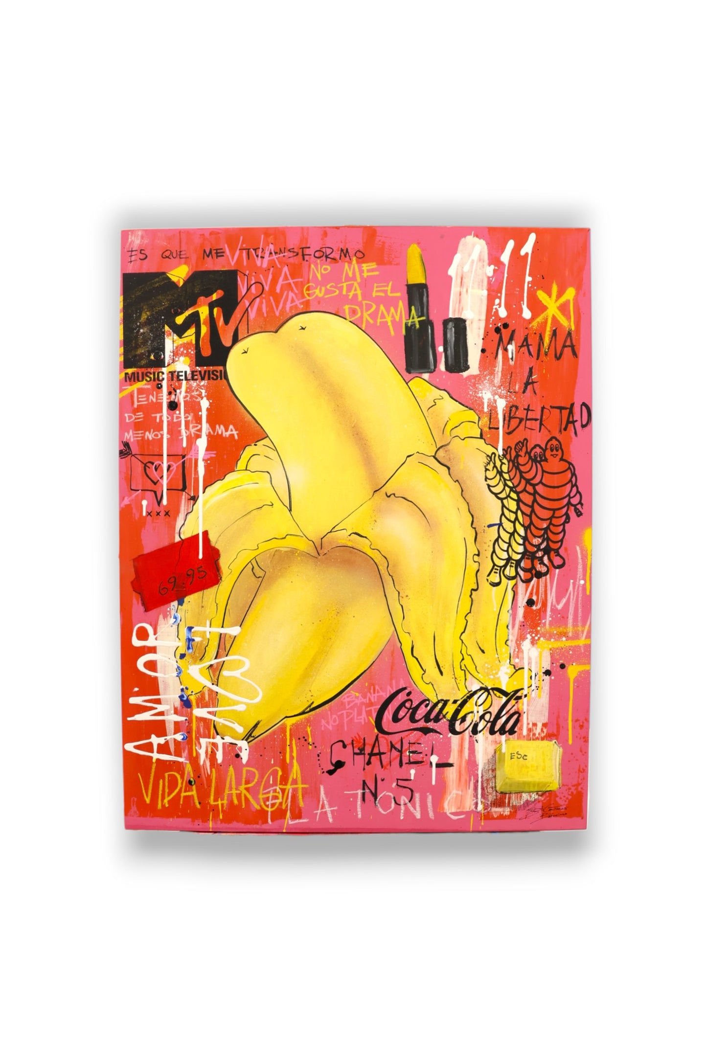 Esto no es una Banana - Original painting on wood - Arte urbano Barcelona
