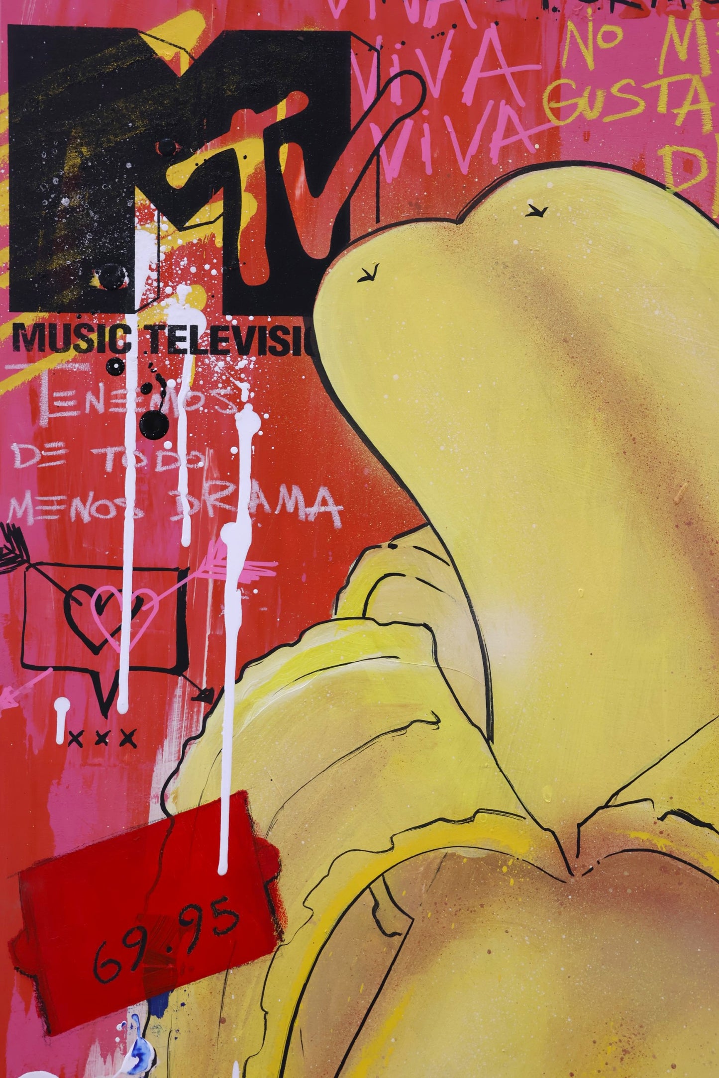 Esto no es una Banana - Original painting on wood - Arte urbano Barcelona