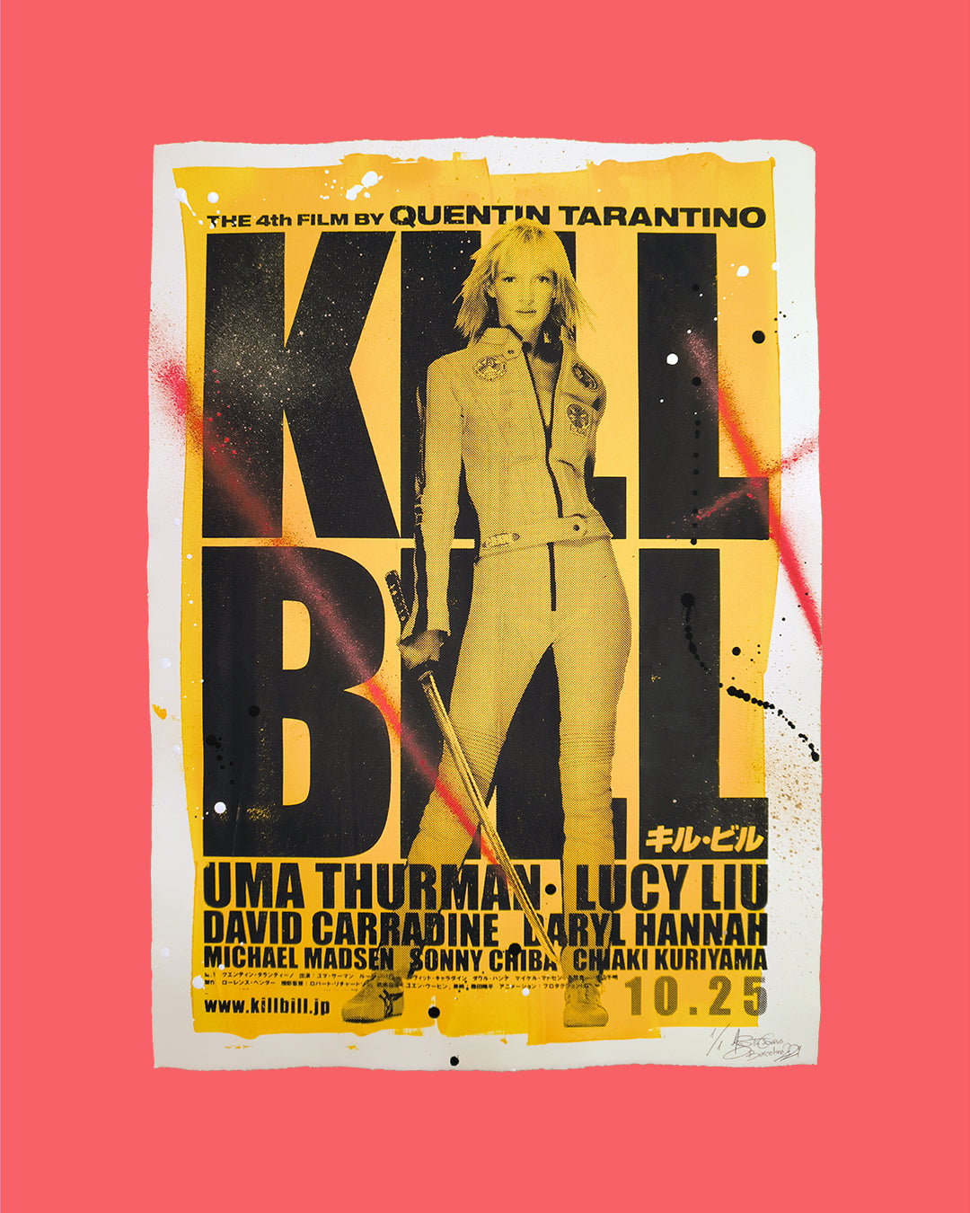 Kill Bill Vol. I - Retrato Print (Original painting on paper) Arte Urbano Barcelona