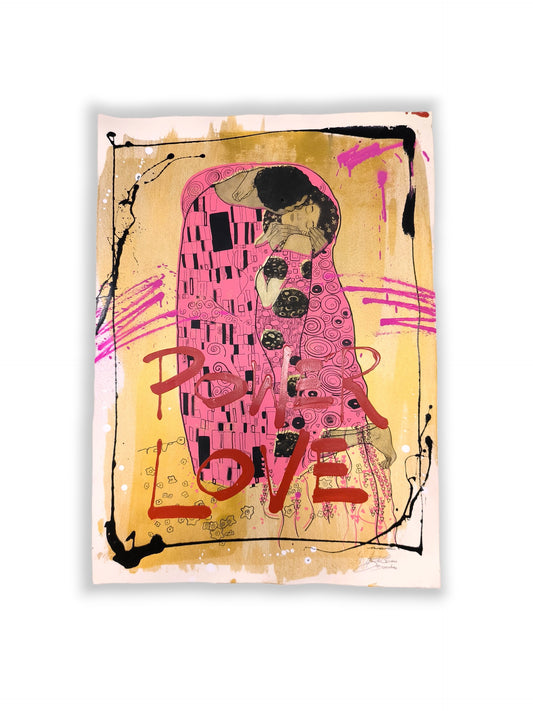 El Beso de Klimt - Retrato print (original painting on paper) Arte Urbano Barcelona