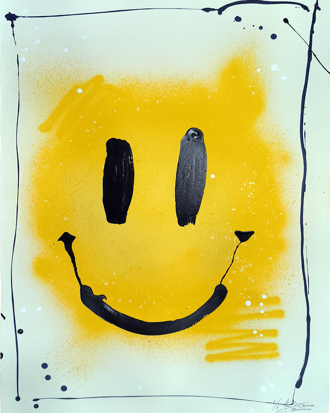 Smile - Retrato print (original paiting on paper) Arte urbano Barcelona