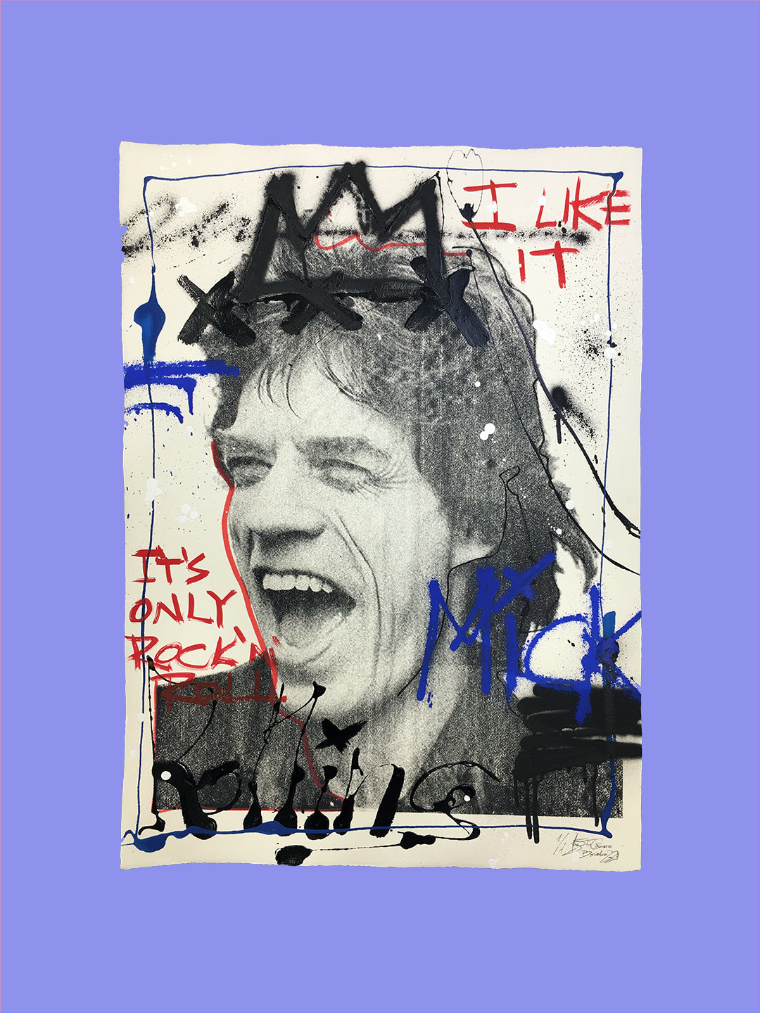 Mick Jagger, The Rolling Stones - Retrato print (original painting on paper) Arte Urbano Barcelona