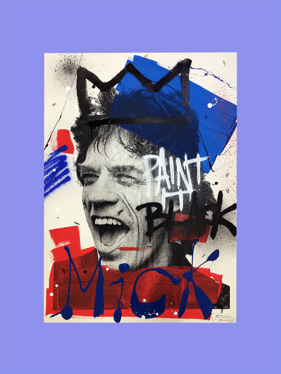 Mick Jagger, The Rolling Stones - Retrato print (original painting on paper) Arte Urbano Barcelona