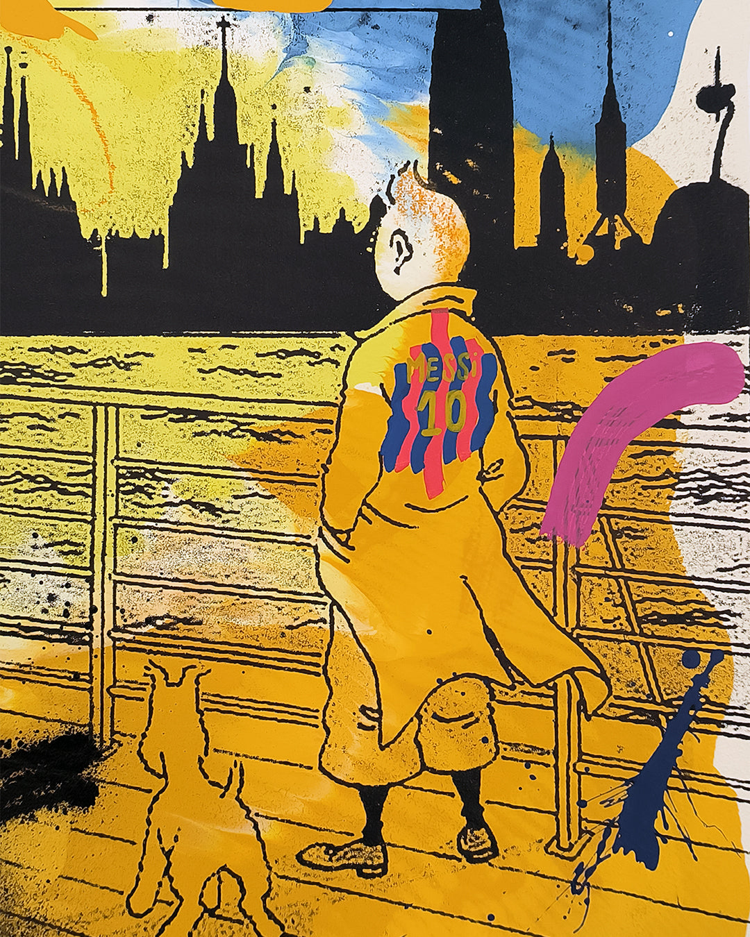 Tintin - Retrato print (original painting on paper) Arte Urbano Barcelona